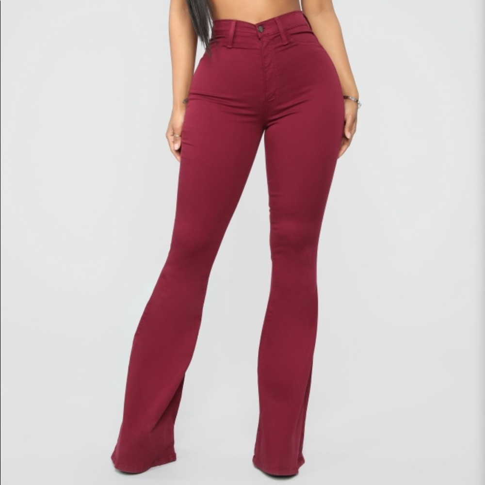 Bell Bottom Blues Jeans - Burgundy Size 13